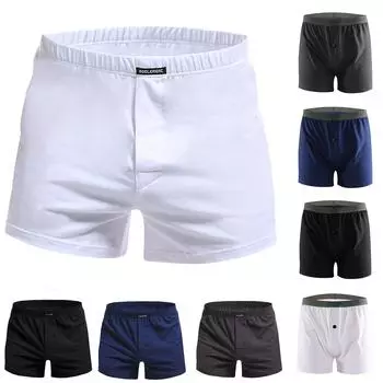 Мужские Свободные домашние хлопковые трусы с плоскими углами больших размеров, пижамные штаны, шорты L синий