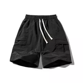 Мужские свободные и дышащие летние брюки длиной пять четвертей, повседневные спортивные шорты XXXL чёрный