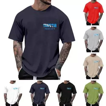 Мужские свободные летние топы с круглым вырезом и короткими рукавами, модная футболка с графическими креативными буквами, ретро-принтом, уличные спортивные повседневные топы L