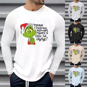 Мужские свободные осенне-зимние топы с круглым вырезом и длинными рукавами, модная футболка с узором, креативные повседневные топы с буквенным принтом в стиле ретро, уличные виды спорта XXL чёрный