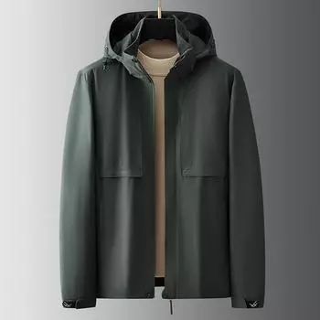 Мужские свободные осенние и зимние топы с капюшоном для мужчин среднего и пожилого возраста просты и универсальны L