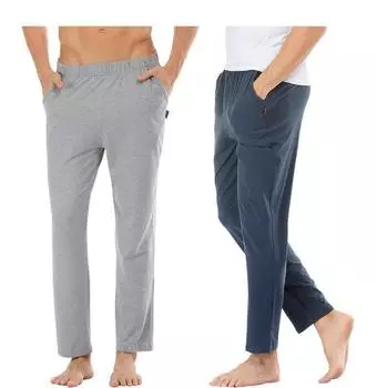 Мужские свободные пижамные штаны из модала и хлопка Yilanlu - легкие летние брюки с кондиционером XL джинсовый синий