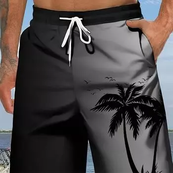 Мужские свободные пляжные шорты, быстросохнущие, летние, легкие, двухслойные, стандартного покроя S чёрный
