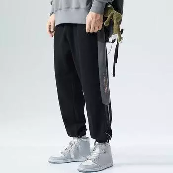 Мужские свободные повседневные брюки больших размеров для подростков, содержащие хлопок, неэластичные спортивные брюки 8XL