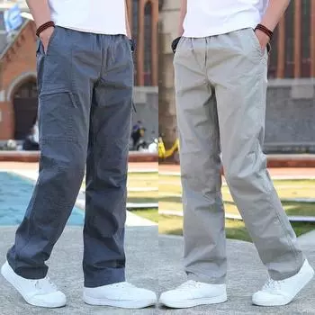 Мужские свободные повседневные брюки для занятий спортом на открытом воздухе и осенью, прямые брюки больших размеров с несколькими карманами 6XL