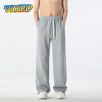 Мужские свободные повседневные брюки из хлопка Y2K, спортивные штаны, спортивные штаны для бега, мешковатые широкие брюки, спортивные брюки в стиле хип-хоп, корейская одежда L белый
