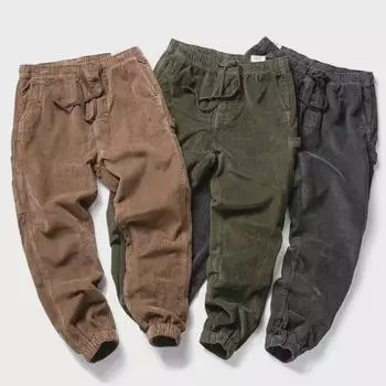 Мужские свободные повседневные брюки из японского ретро-вельвета 2023 года на осень/зиму. L темно-серого