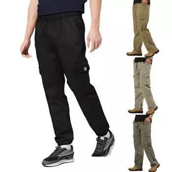 Мужские свободные повседневные брюки-карго с несколькими карманами XL чёрный