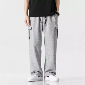 Мужские свободные повседневные брюки с манжетами в корейском стиле XL чёрный