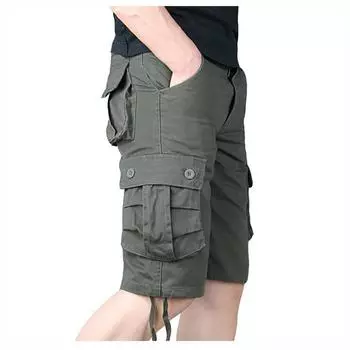 Мужские свободные повседневные брюки с несколькими карманами, однотонные шорты-карго 34