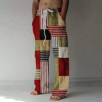 Мужские свободные повседневные однотонные брюки Gunpey-Reverse Printed Straight Pants 4XL коричневый