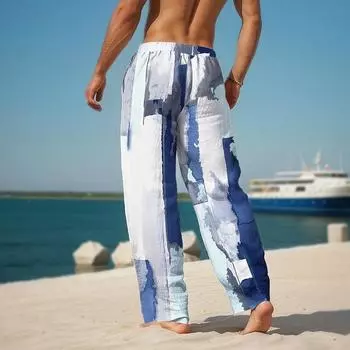 Мужские свободные повседневные однотонные брюки с принтом Graffiti At Will, прямые брюки XS синий