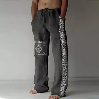 Мужские свободные повседневные однотонные брюки с волшебными узорами, прямые брюки XS серый
