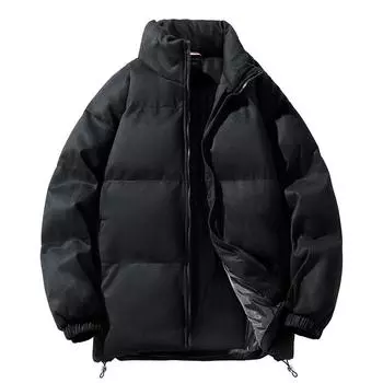 Мужские свободные повседневные пальто с хлопковой подкладкой и воротником-стойкой для молодежи, соответствующие зимним тенденциям, утолщенные теплые куртки с хлопковой подкладкой для мужчин M