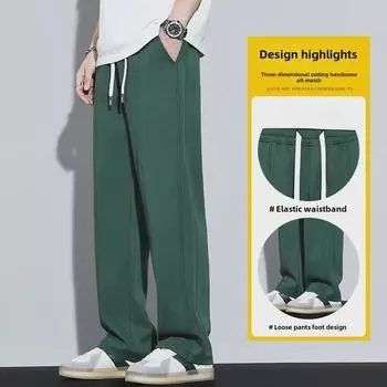 Мужские свободные прямые брюки с эластичной резинкой на талии, весна/лето 3XL (for 175 catty)