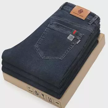 Мужские свободные прямые джинсы из высококачественного эластичного хлопка - осень/весна 2023 г. 31 синий/серый