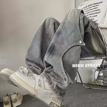 Мужские свободные прямые джинсы свободного покроя - стильный весенний американский уличный дизайн XL