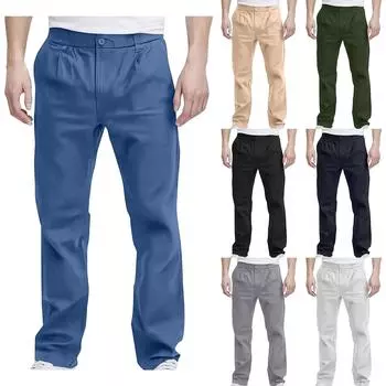 Мужские свободные прямые облегающие брюки, легкие повседневные брюки L армия зеленый