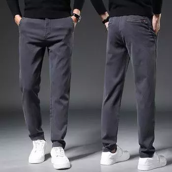 Мужские свободные прямые повседневные брюки с эластичной резинкой на осень и зиму 2024 г. 31 армия зеленый