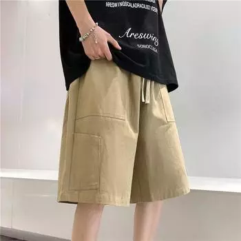 Мужские свободные японские белые летние рабочие шорты Cityboy Small хаки