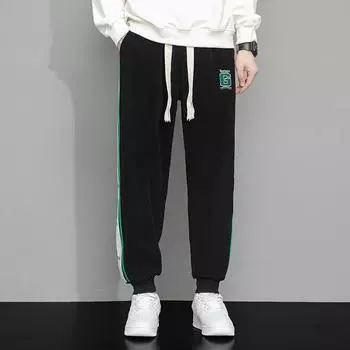 Мужские свободные широкие брюки больших размеров на весну и осень, спортивные повседневные брюки 2XL чёрный