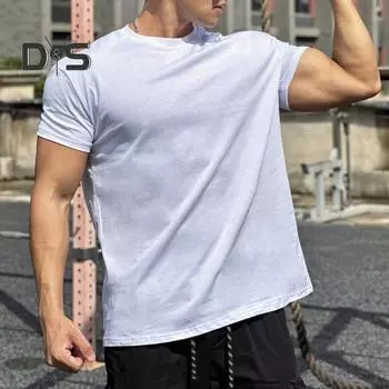 Мужские свободные спортивные футболки, летние футболки с круглым вырезом и коротким рукавом, футболки для тренировок на открытом воздухе, повседневные базовые топы для повседневной жизни, спорта и улицы M темно-серого