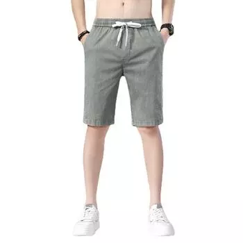 Мужские свободные спортивные повседневные брюки Летние шорты Шнурки Капри Мужские брюки M светло-серый