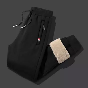 Мужские свободные спортивные штаны из овчины в корейском стиле – мягкие, утолщенные зимние повседневные брюки L