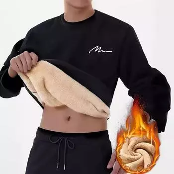 «Мужские свободные толстовки с круглым вырезом на весну и осень» S чёрный