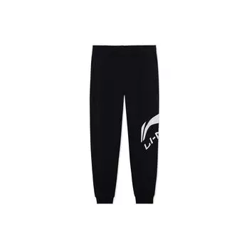 Мужские свободные трикотажные длинные брюки с логотипом Li Ning, черные AKLRF65-4 L