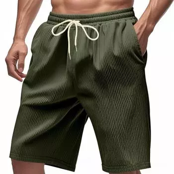 Мужские свободные вельветовые модные пляжные спортивные шорты L армия зеленый