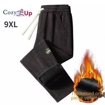 Мужские свободные вельветовые повседневные брюки Cosy Up для осени и зимы, большие флисовые, утолщенные и универсальные спортивные брюки M чёрный
