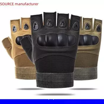 Мужские тактические перчатки с полупальцами: Нескользящие, износостойкие для велоспорта, фитнеса и альпинизма. half finger, L хаки