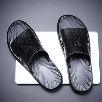 Мужские тапочки 2025 года, новая тенденция, личность, интернет-знаменитости, мода, сандалии из коровьей кожи, летняя одежда для отдыха на открытом воздухе, повседневные, нескользящие 38