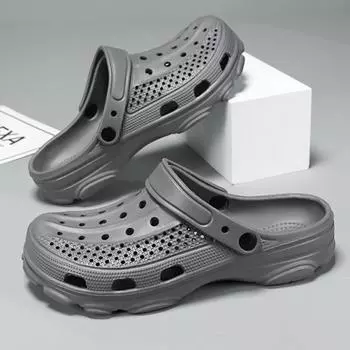 Мужские тапочки Bebealy Hole Clogs, мужские тапочки для сада, мужские тапочки с поддержкой свода стопы, летние модные пляжные тапочки, нескользящие тапочки из ЭВА 40
