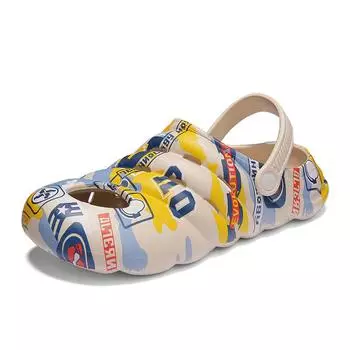 Мужские тапочки большого размера с мешком на голове, нескользящие туфли с камуфляжным принтом в виде граффити, спортивные пляжные сандалии Step On Shit 39 белый