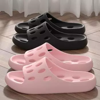 Мужские тапочки для ванной комнаты, противоскользящие, женские, летние, пляжные, быстросохнущие, сандалии, полые, на плоской подошве, для пар, для дома, для улицы, обувь 36-37 розовый