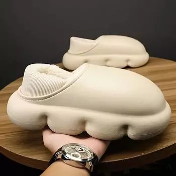 Мужские тапочки, домашние плюшевые тапочки, женские зимние теплые тапочки, женские водонепроницаемые туфли с толстой подошвой, нескользящая обувь для дома, мужская 34-35 зелёный