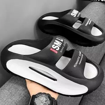 Мужские тапочки Домашние тапочки для мужчин Мужские сандалии Толстая подошва Мягкий ЭВА Нескользящие Женские сандалии 2024 Летняя повседневная пляжная обувь 36-37