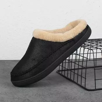 Мужские тапочки, домашние зимние домашние плюшевые теплые туфли, плюшевые непромокаемые домашние тапочки на толстой подошве, мужские замшевые хлопковые туфли 39 40 серый
