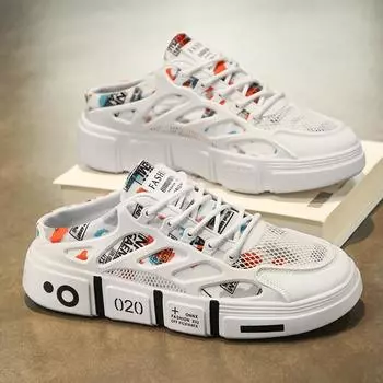 Мужские тапочки, дышащие уличные модные повседневные тапочки с закрытым носком, нескользящие легкие стильные летние мягкие тапочки 39