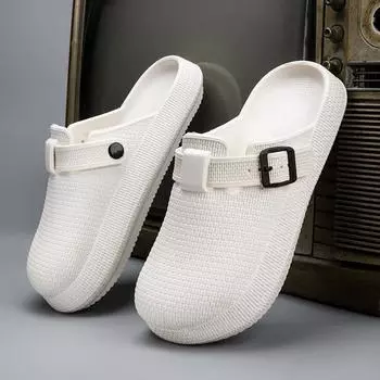 Мужские тапочки EVA Slip on Casual Walking Shoes Женские повседневные тапочки Baotou Half Slipper Удобные мягкие бытовые сандалии для пар 36 белый