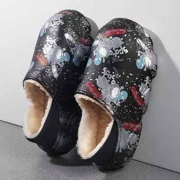 Мужские тапочки Гибкая платформа Водонепроницаемые Удобные Круглый носок Без застежек Износостойкие Нескользящие Универсальные Модные Плюс Бархатные 39 бежевый