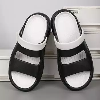 Мужские тапочки из ЭВА, модные летние дышащие, удобные, нескользящие, для дома, для отдыха на природе, пляжная обувь, повседневная обувь для сада 40-41 бежевый