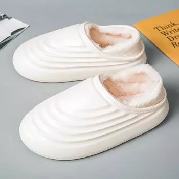 Мужские тапочки из ЭВА Plus Velvet Winter Indoor Outdoor Сохраняют тепло Удобные Модные Универсальные Нескользящие Мужские тапочки в стиле «взрыв» 35-36 бежевый