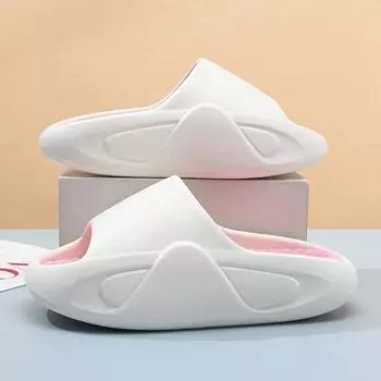 Мужские тапочки из ЭВА с толстой подошвой 4,5 см для ходьбы в помещении и на улице. Кокосовые шлепанцы с толстой подошвой. Женские сандалии. 36-37 черный белый