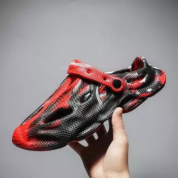 Мужские тапочки, летние мягкие пляжные туфли EVA Hole, женские тапочки, нескользящие, окрашенные в технике тай-дай, дизайнерские персонализированные полые туфли 36-45 36