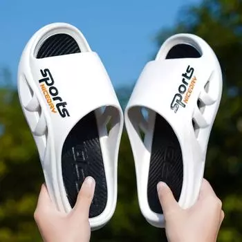 Мужские тапочки, летние, новые, дышащие, удобные, уличные, пляжные сандалии, мягкие, нескользящие, повседневные, домашние, тапочки для ванной, оптовая продажа 40-41 белый