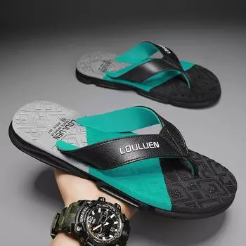 Мужские тапочки Летние пляжные на открытом воздухе для отдыха Дышащие износостойкие Модные противоскользящие Высококачественные домашние мужские шлепанцы 39 чёрный