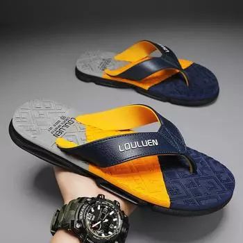 Мужские тапочки Летние пляжные на открытом воздухе для отдыха Дышащие износостойкие Модные противоскользящие Высококачественные домашние мужские шлепанцы 39 чёрный